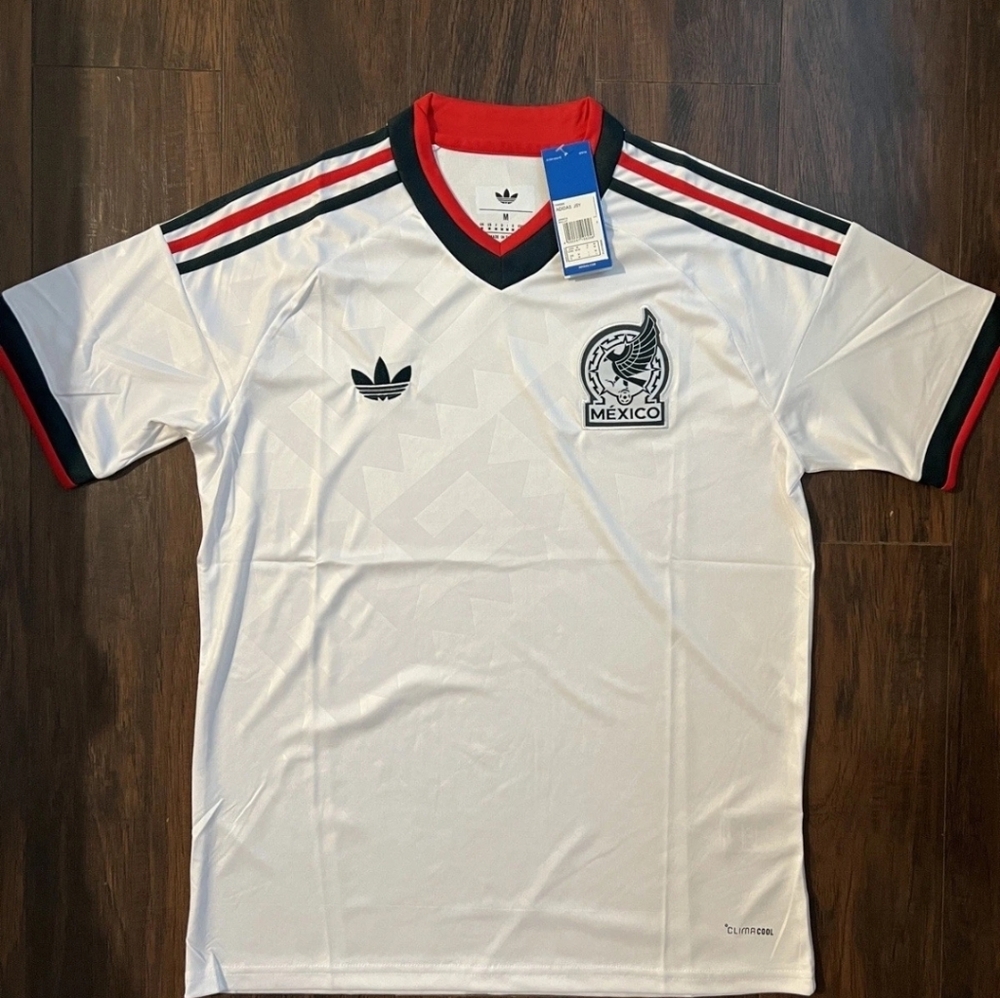 adidas White Mexico Soccer Jersey with Green and Red Trim